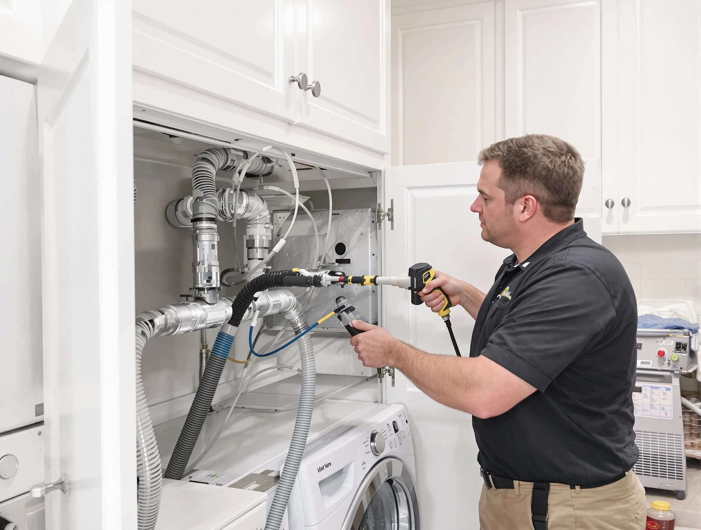 Harrah Dryer Vent Cleaning professional removing severe blockage from a clogged dryer vent in Harrah
