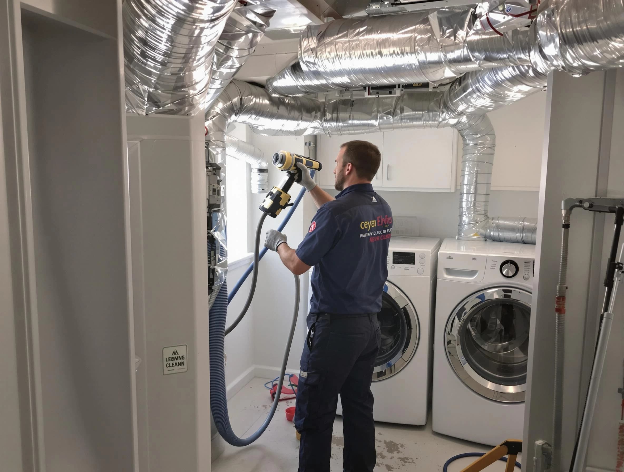 Harrah Dryer Vent Cleaning specialist using advanced equipment for thorough duct cleaning in Harrah
