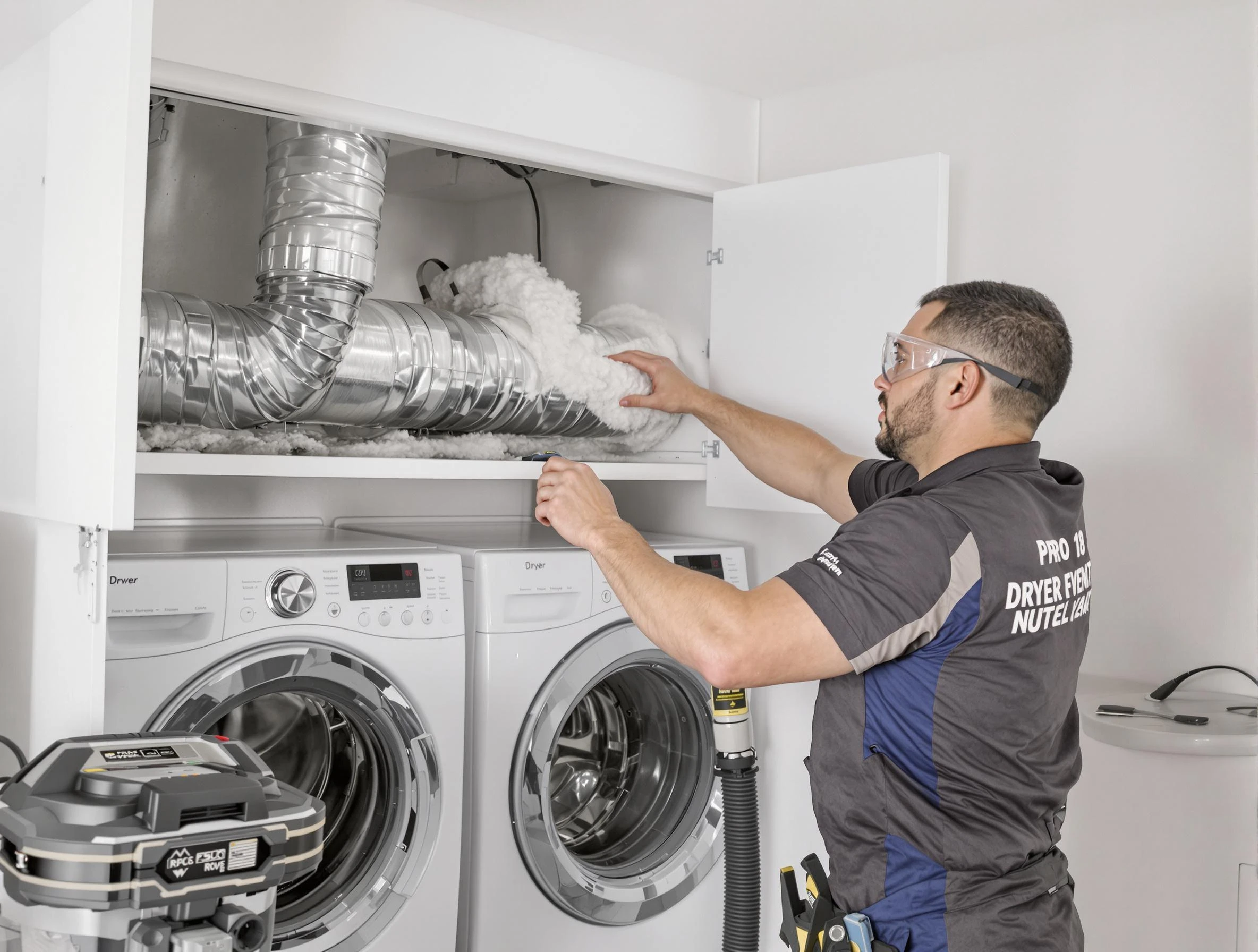 Harrah Dryer Vent Cleaning certified technician performing specialized gas dryer vent cleaning in Harrah